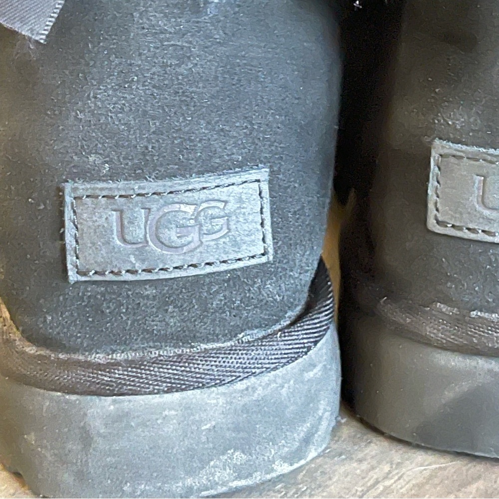 UGG Women's Black Tall Suede Boots with Back Bow Detail - Picture 8 of 14